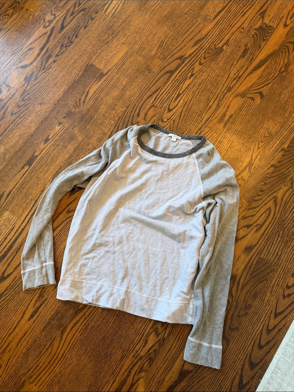 James Perse Light Gray and Heather Gray Raglan Sweatshirt